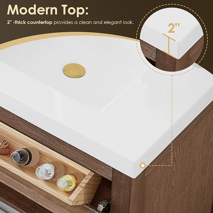 ALTAIR 30 Inch Vanity Bathroom Small Sink Vanities Single Bath Large Storge - Image 6