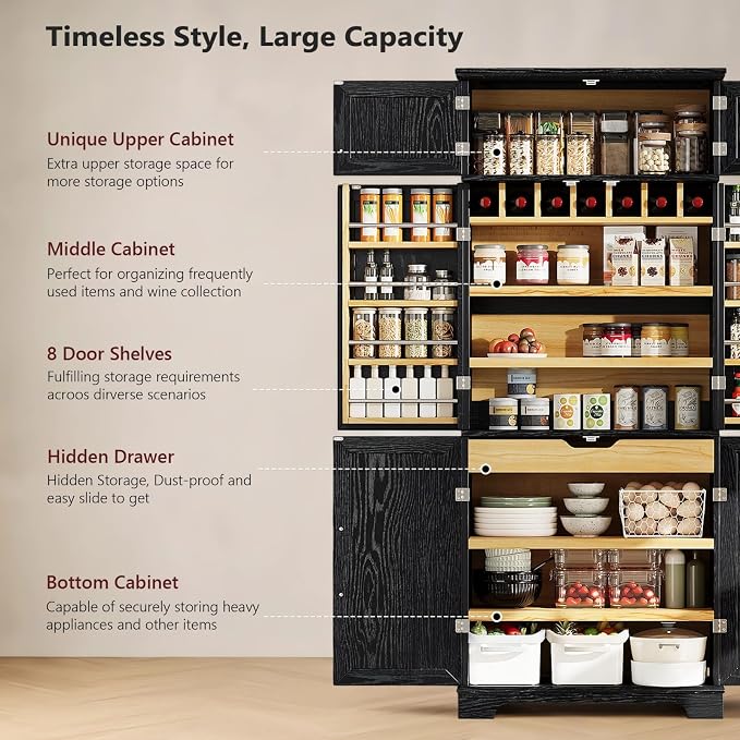 78.2" Tall Kitchen Pantry Cabinet - Image 6
