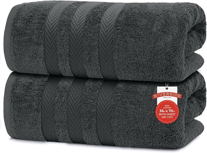 RIVERSIDE Pack of 2 Extra Large Bath Sheets 35 x 70 Inches by RIVERSIDE