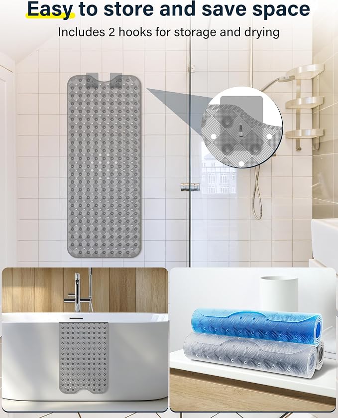 Non Slip Bathtub Mat for Tub & Shower, Machine Washable 40"x16" Anti Slip Bath - Image 3