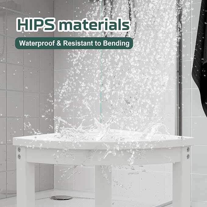 Waterproof Corner Shower Stool for Inside Shower, Poly Lumber Shower Bench Seat - Image 6