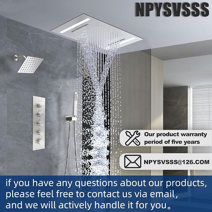 Dual Rain Shower Head Thermostatic Luxury Spa Shower System And Ceiling Mount - Image 7