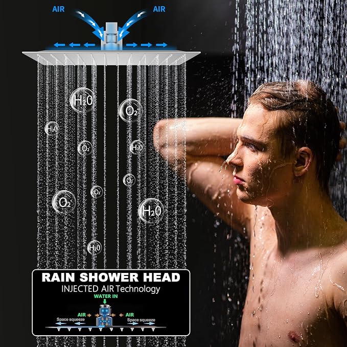 Brushed Nickel Shower System Set Temperature Display Push Button Shower Faucet - Image 5