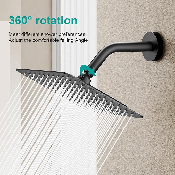 Square Rain Shower Head, High Flow Stainless Steel, Work - Image 7