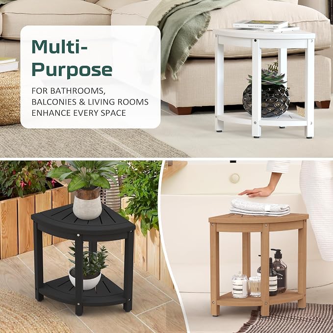 Waterproof Corner Shower Stool for Inside Shower, Poly Lumber Shower Bench Seat - Image 7