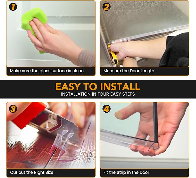 Shower Door Bottom Seal, for 1/2" Thick Framless Glass Door, to Stop Water - Image 5