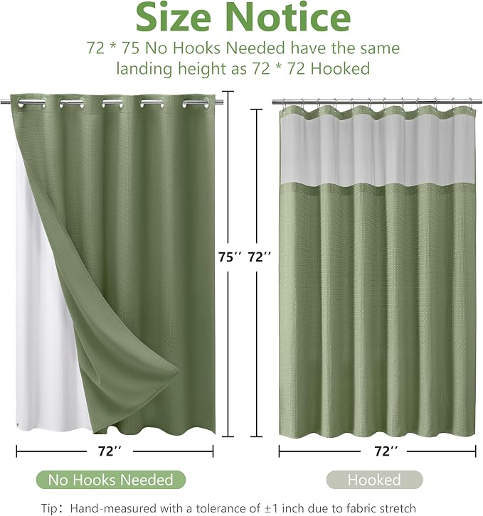 No Hook Waffle Weave Shower Curtain - Image 2