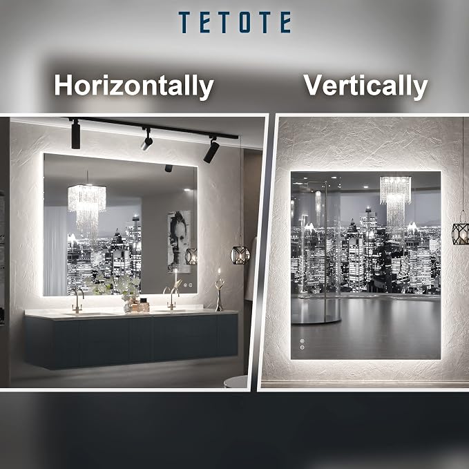 TETOTE 40 x 32 LED Backlit Bathroom Mirror - Image 7