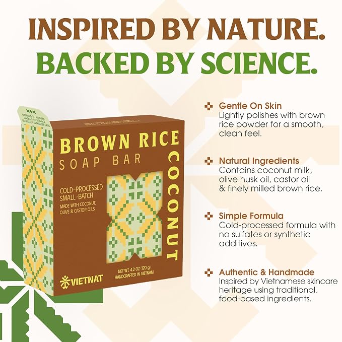 Brown Rice & Coconut Soap Bar – 2-in-1 Exfoliating & Nourishing, Cold Process - Image 7