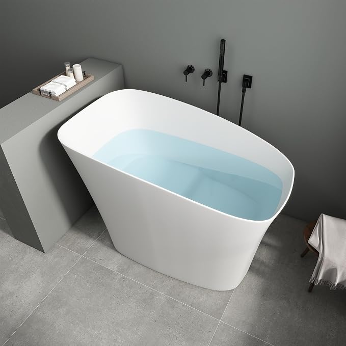 SJ Star&Jane 51" Solid Surface Japanese Soaking Bathtub Stone Resin - Image 2