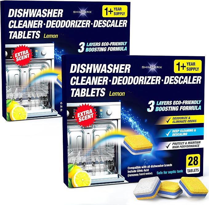 Dishwasher Cleaner Deodorizer Descaler Tablets by SHIMMERIX