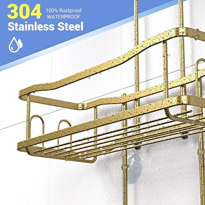 Hanging Shower Caddy Bathroom Organizer: Rustproof Shower Shelf Racks Over - Image 3