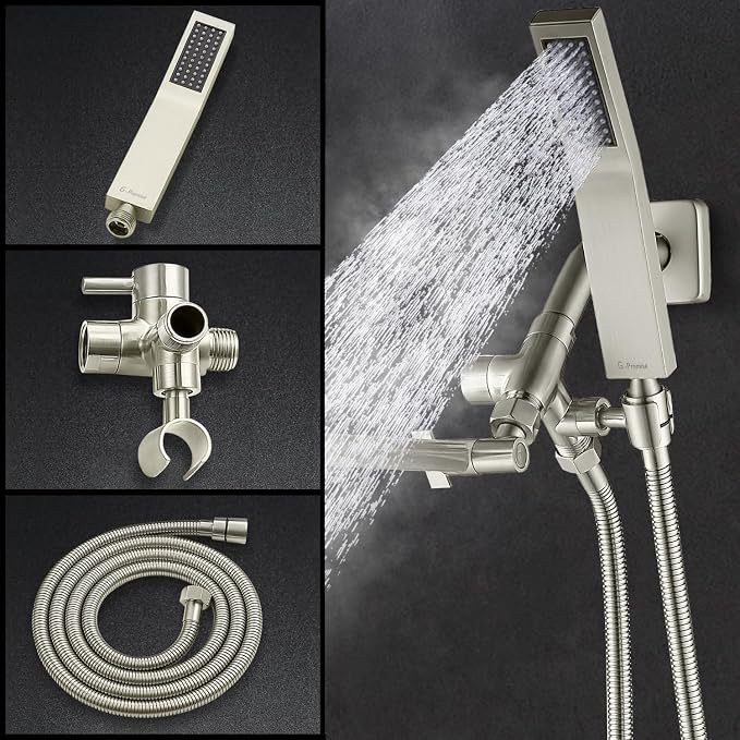 G-Promise All Metal 10" Dual Square Shower Head Combo | Rain Shower Head | - Image 5