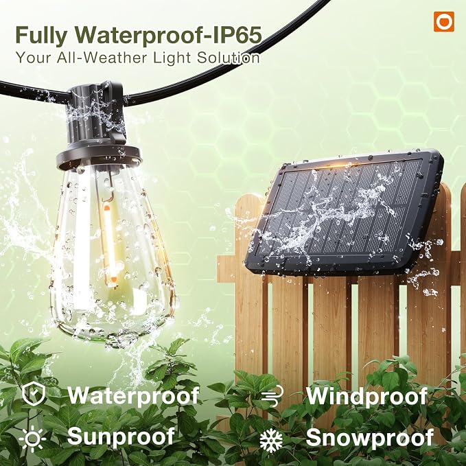 addlon 33 FT Solar String Lights Waterproof, Patio Light Solar Powered - Image 8