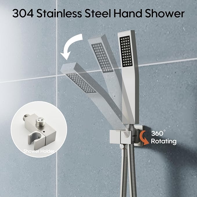 WELLFOR 12-In Wall Mounted Rain Shower Faucet - Image 4