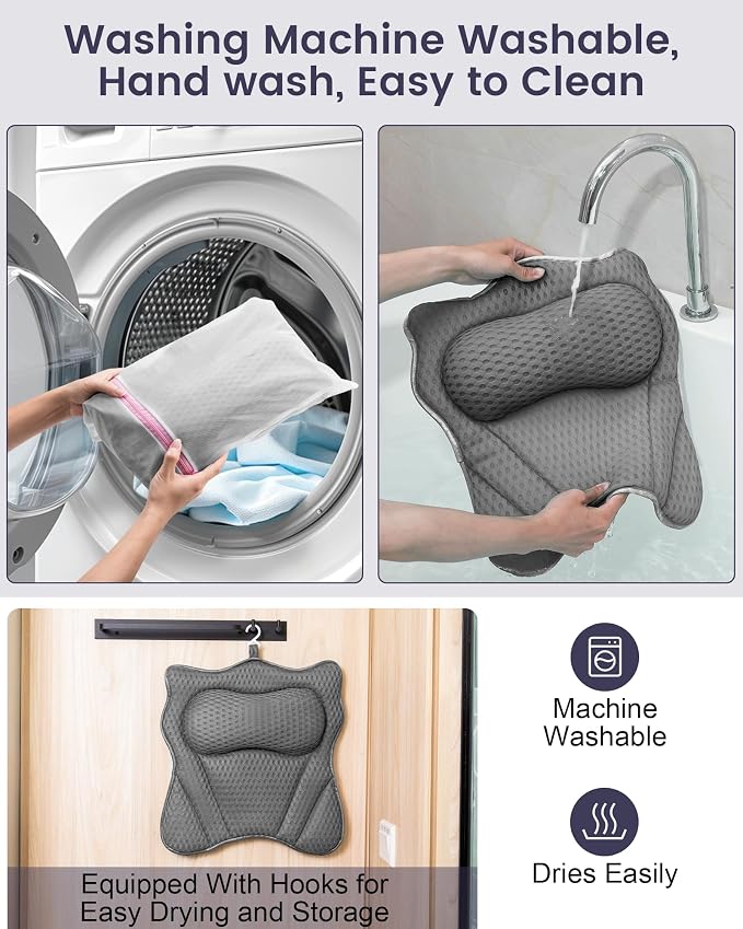 Bath Pillow, Bath Pillows for Tub Neck and Back Support, Soft 4D Air Mesh - Image 5