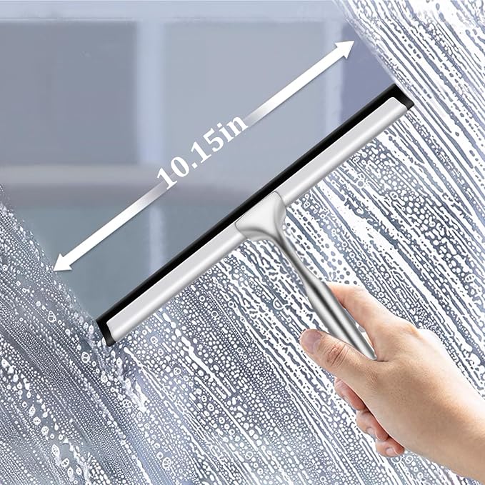 10-Inch Shower Squeegee for Glass Doors, Stainless Steel Shower Squeegee - Image 3