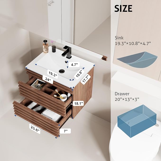 LUCKWIND 24" Floating Bathroom Vanity - Image 5