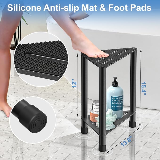 Stainless Steel Black Shower Stool - Image 3