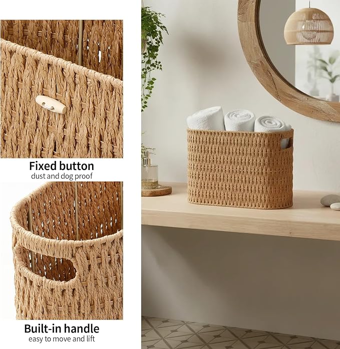Paper Rope Basket for Toilet Paper Storage, Hand-Woven Wicker Basket for - Image 4