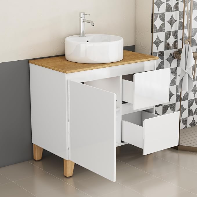 31.5-Inch Bathroom Vanity with Ceramic Sink Combo, Freestanding Bathroom - Image 5