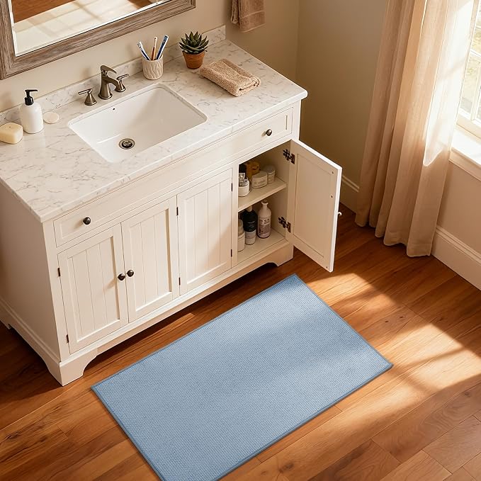 GRANNY SAYS Blue Bathroom Rugs, Soft Chenille Bathroom Mat, Absorbent Bath Mats - Image 7