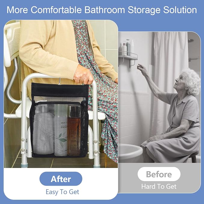 2 Pack Hanging Shower Caddy for Shower Chair, Mesh Shower Caddy - Image 4
