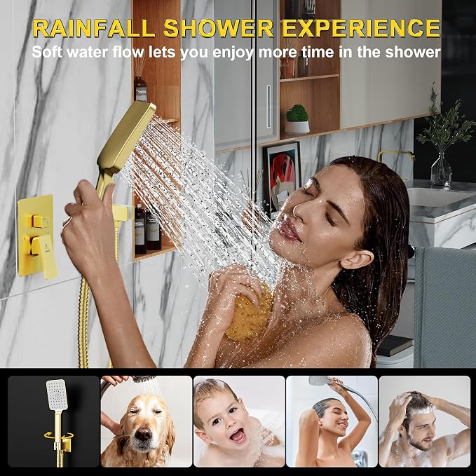 Shower System 10IN Modern Rain Brass Faucet Set - Image 5