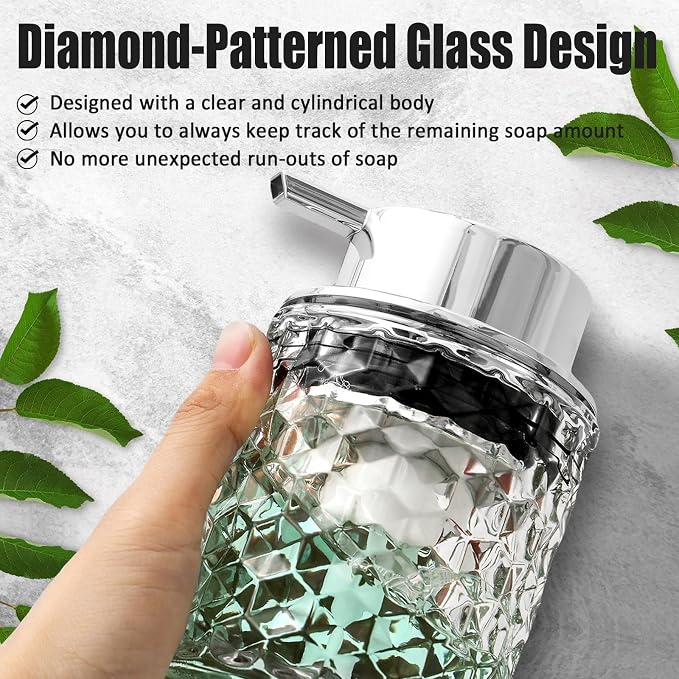 Malachi Foaming Hand Soap Dispenser, Refillable Clear Glass Pump Bottles - Image 3
