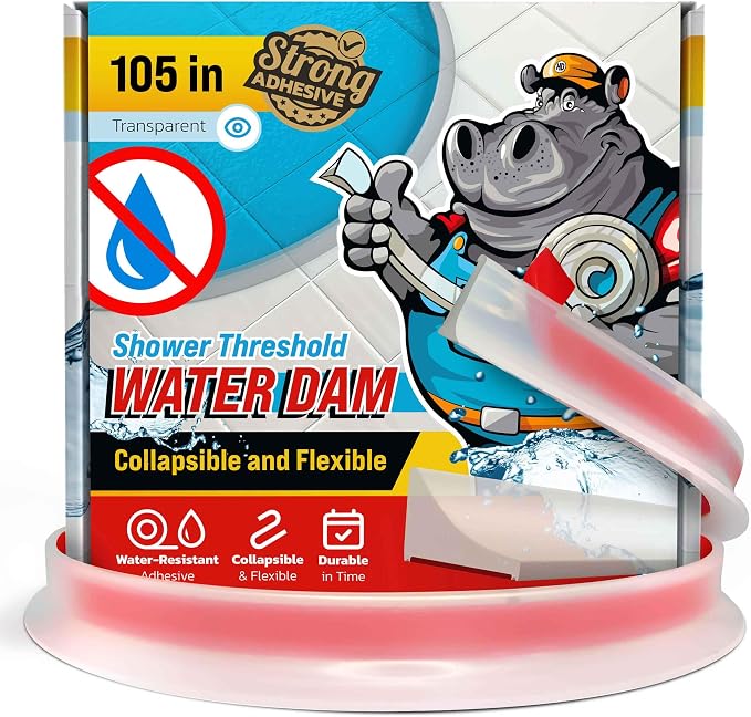 Shower Threshold Water Dam Barrier 105" by ExploreHippoDam