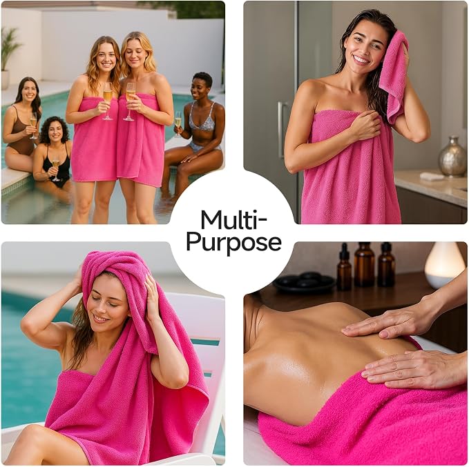 REDKISS Luxury Pink Bath Towel Set of 4, 100% Cotton 900 GSM Premium Bathroom - Image 5
