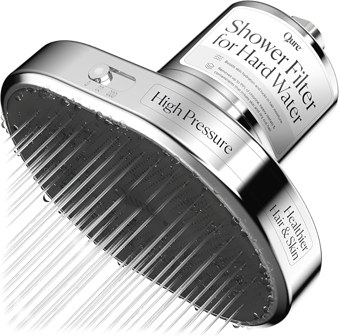 Qure Shower Filter Head for Hard Water, healthier Hair, Skin & Nails, High by Qure