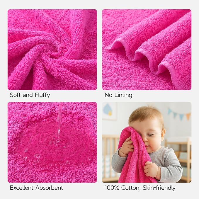 REDKISS Luxury Pink Bath Towel Set of 4, 100% Cotton 900 GSM Premium Bathroom - Image 3