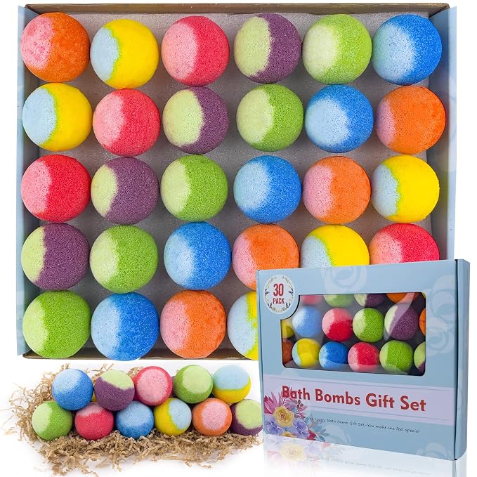 30 Pcs Bath Bomb Gift Set, Natural Organic Mini Bath Bombs, Handmade by PickMora