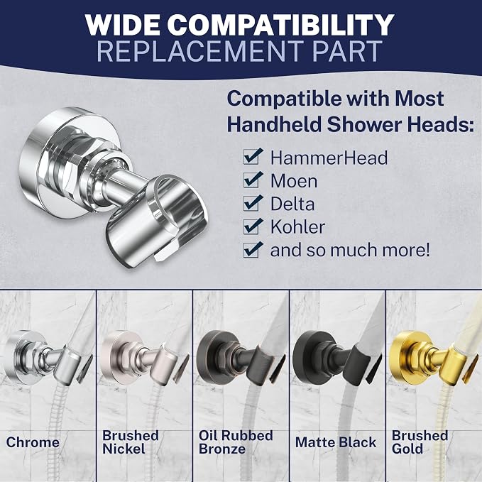HammerHead Showers® Solid Metal Handheld Shower Head Holder Wall Mount – Chrome - Image 6
