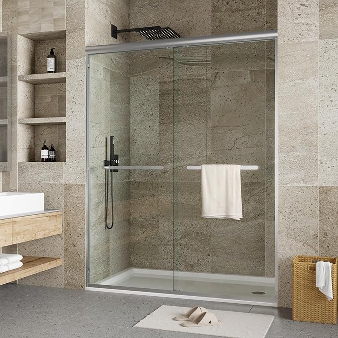 44-48" W x 72" H Sliding Shower Door, Aluminum Alloy Frame, Dual 8mm Tempered by IDEALHOUSE