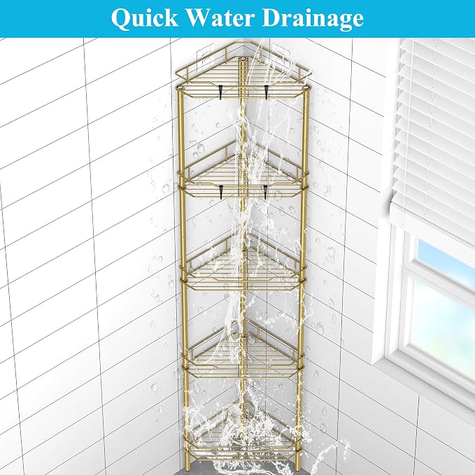 5 Tier Floor Standing Corner Shower Caddy Organizer Shelf - Image 4
