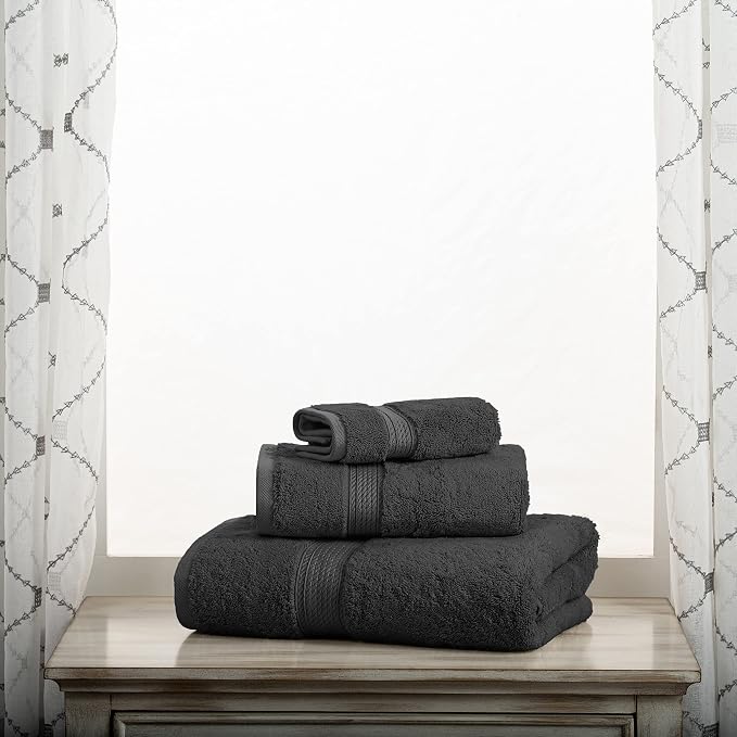 BLUENILEMILLS Buckingham Egyptian Cotton 3-Piece Towel Set, Washcloths - Image 3