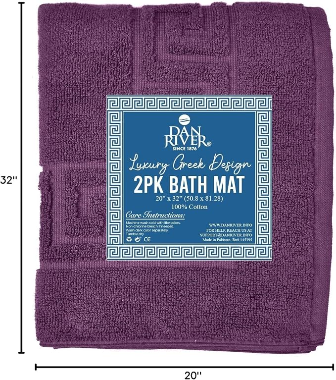 DAN RIVER Greek Cotton Bath Mats Set of 2 – Not a Bathroom Rug, Ultra Soft - Image 8