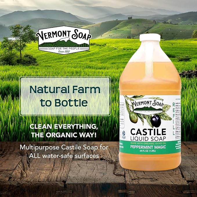 Vermont Castile Soap Peppermint, Gentle Liquid Soap - Image 3