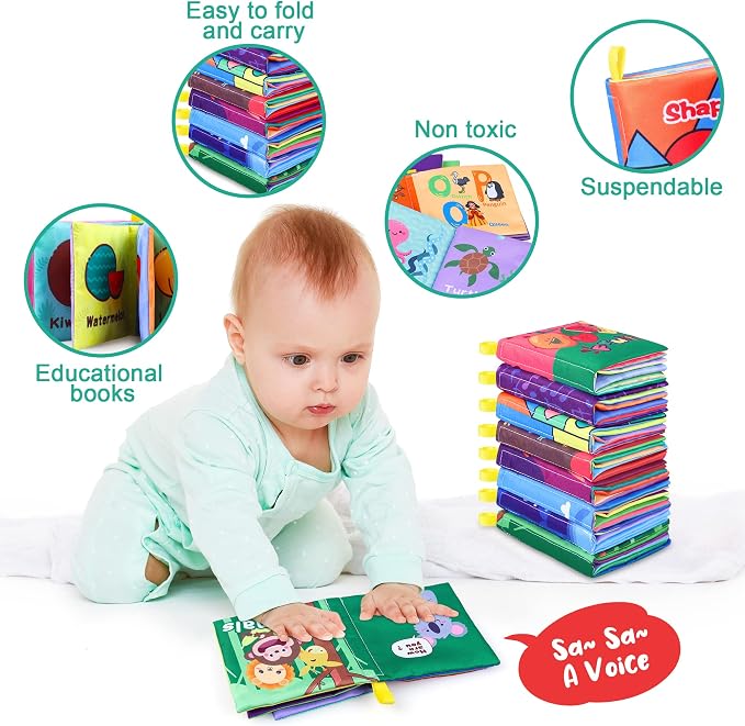 Baby Bath Books, Nontoxic Fabric Soft Baby Cloth Books, Early Education Toys - Image 5