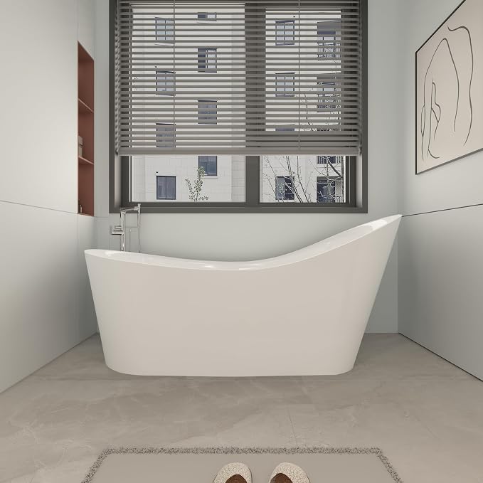 67" Freestanding Soaking Slipper Bathtub, WHALEKING Luxury Stand Alone Free - Image 2