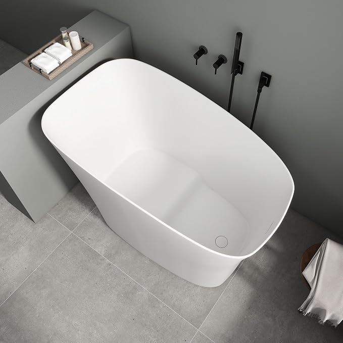 SJ Star&Jane 51" Solid Surface Japanese Soaking Bathtub Stone Resin - Image 8