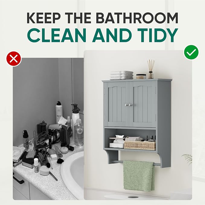 Smuxee Grey Bathroom Cabinet Wall Mounted - Image 7
