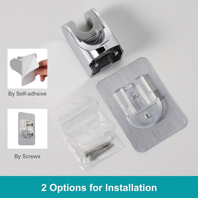 Shower Head Holder Strong Adhesive No Drilling Wall Mount Adjustable Handheld - Image 8