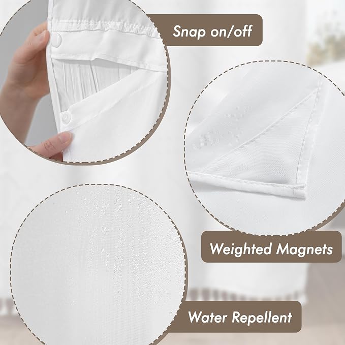 ROSERY No Hook Ruffle Shower Curtain - Image 6