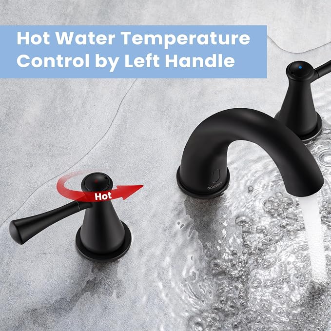 Touchless Bathroom Faucet for 3 Holes 3 Handles, Controlling Temperature & - Image 3