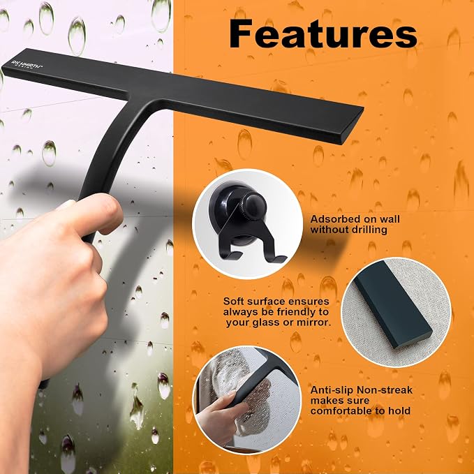 Shower Squeegee for Glass Doors 10" - Image 4