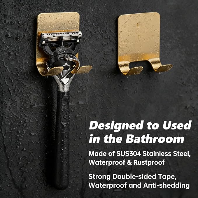 Self Adhesive Hooks Waterproof Razor Holder in Inside Shower 4 Pack, Metal - Image 4