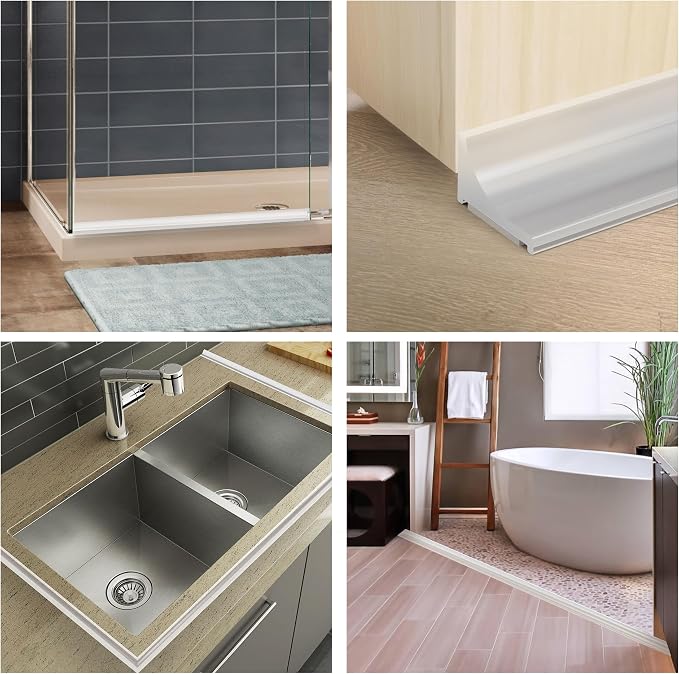 39Inch Shower Threshold Water Dam, Self-Adhesive Silicone Shower Barrier Water - Image 4